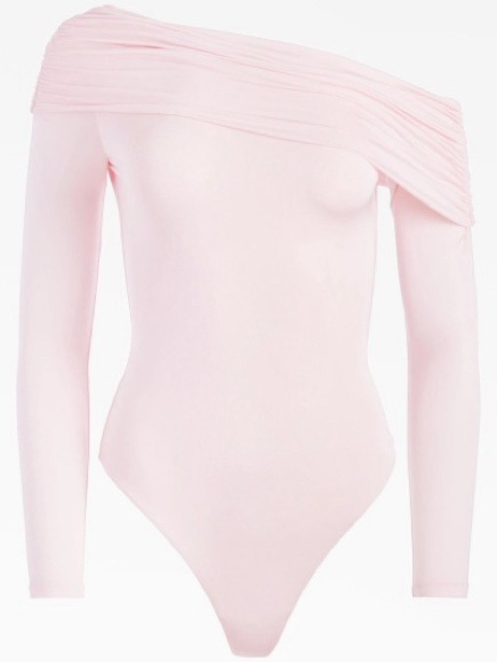 Alice + Olivia Classics Pink Draped Off-The-Shoulder Long Sleeve Bodysuit XS P
